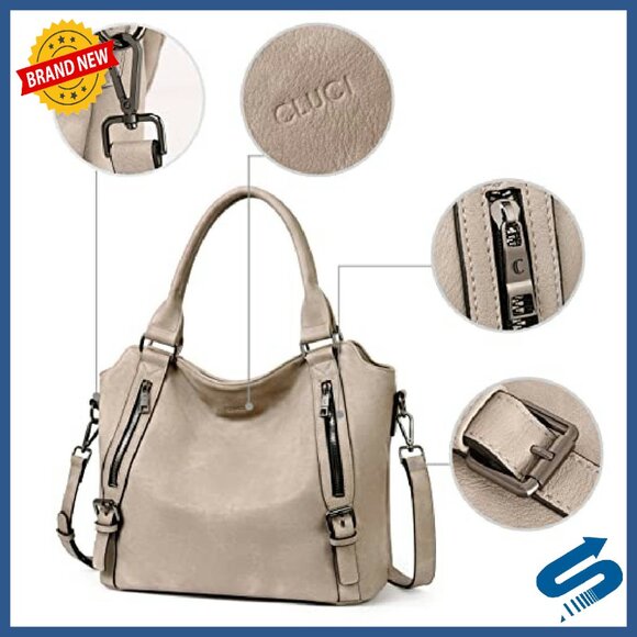 Large Vegan Leather Hobo Bag with Multiple Pockets, Adjustable Strap - Picture 6 of 8